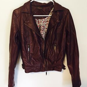 Jou Jou Maroon Faux Leather Jacket